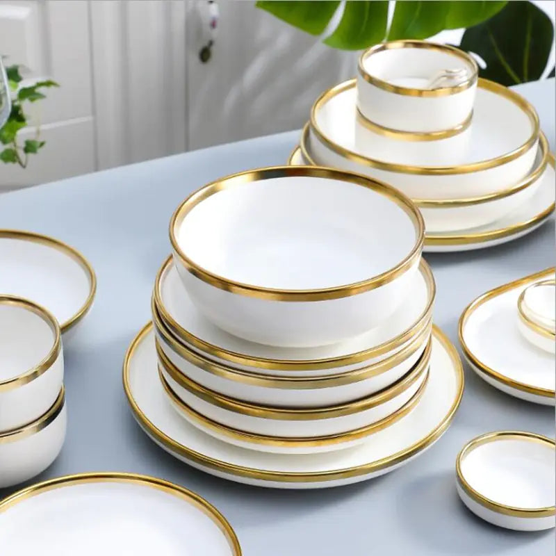 High-quality Matte Gilt Rim White Porcelain