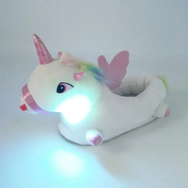 Unicorn Plush Slippers with LED Light