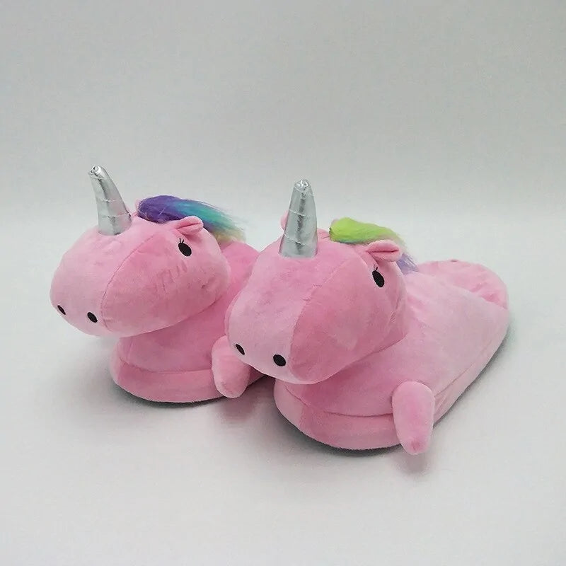 Unicorn Plush Slippers with LED Light