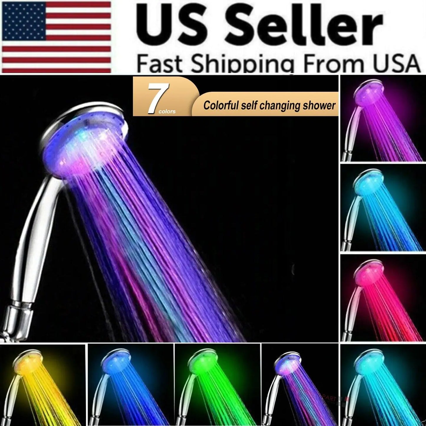 7 Color LED Light Shower Head Glow