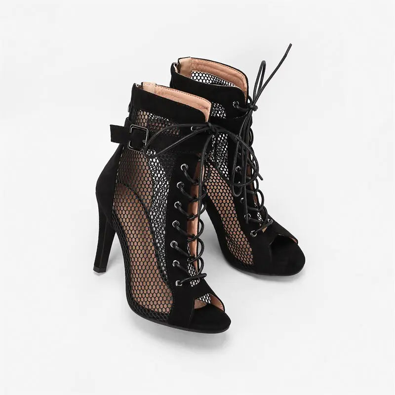 Peep Toe Gladiator Ankle Boots