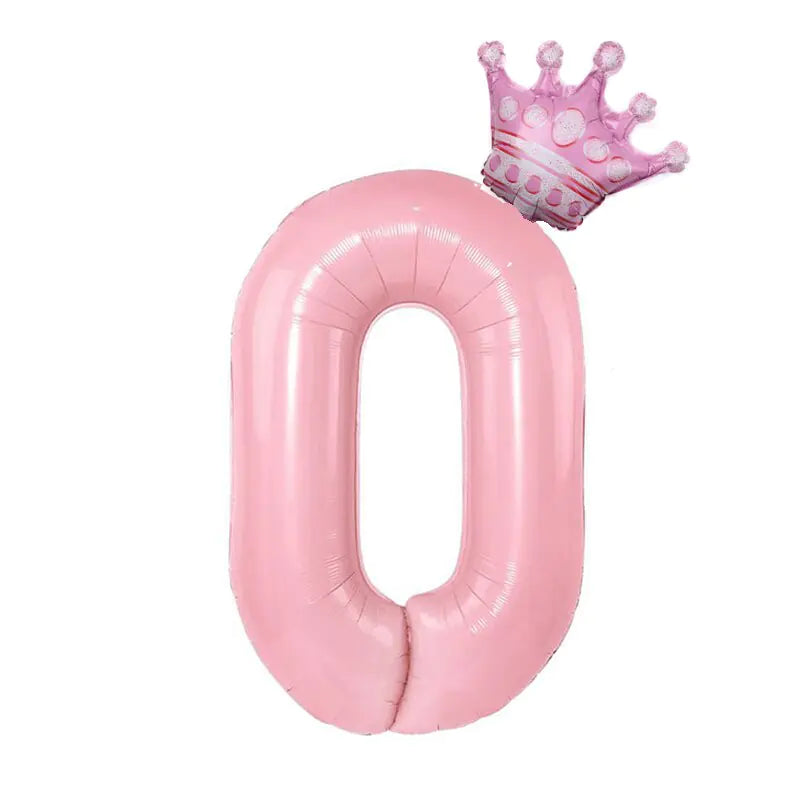 32inch Pastel Foil Number Balloon with Crown