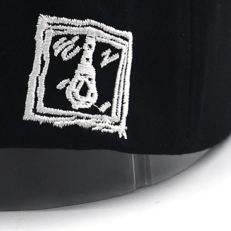 Sad Face Embroidered Baseball Cap: Adjustable Cotton Snapback Hat