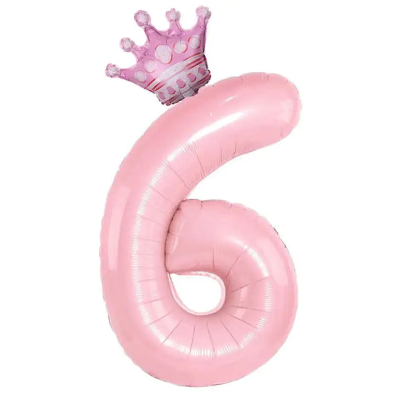 32inch Pastel Foil Number Balloon with Crown