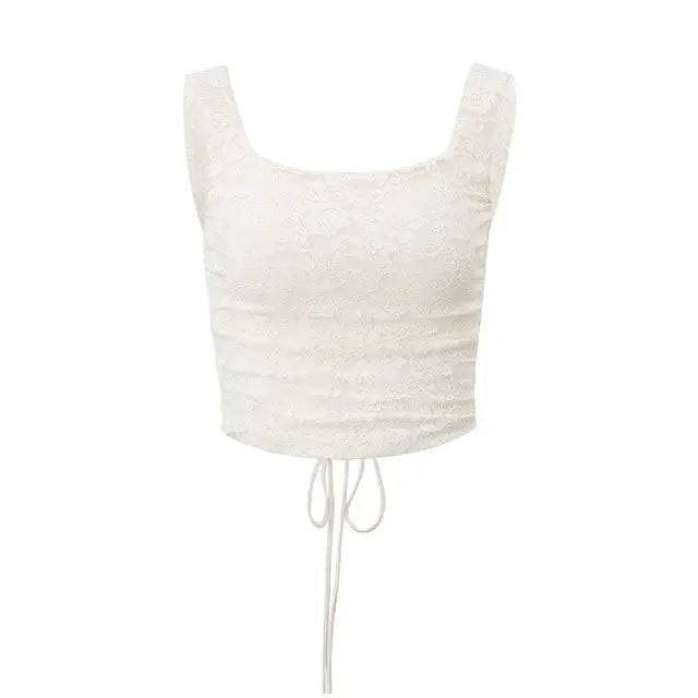 Aesthetic Square-Neck Bandage Backless Tank Top & Skirt