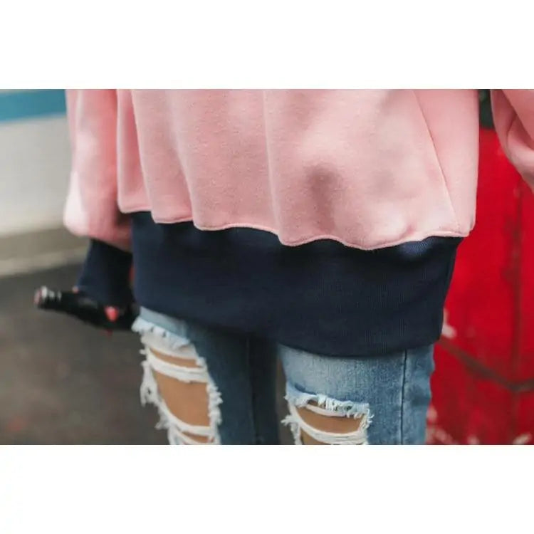 Pink Oversized Winter Sweatshirt