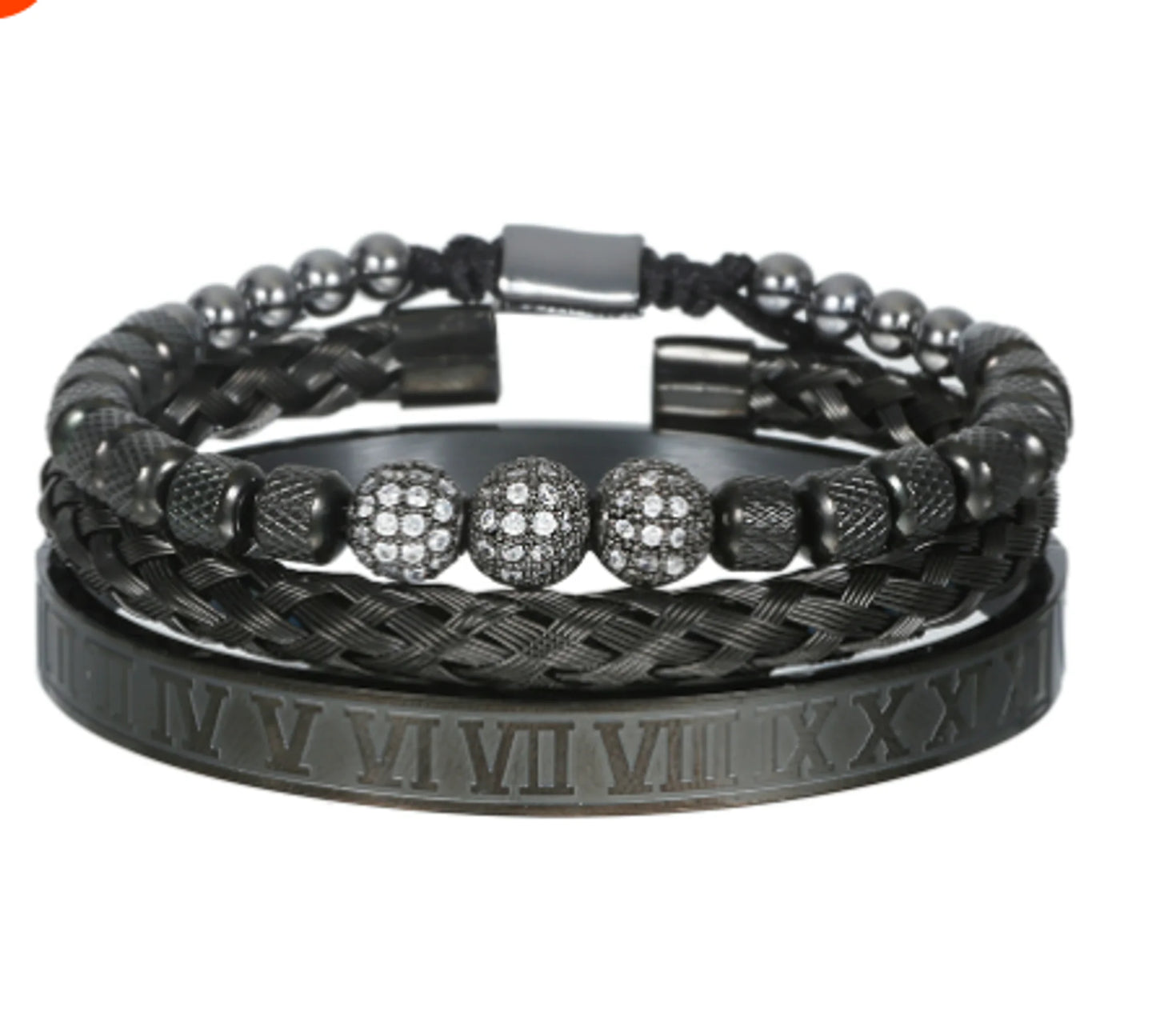 Luxury Micro Pave CZ Round Beads Men Bracelets