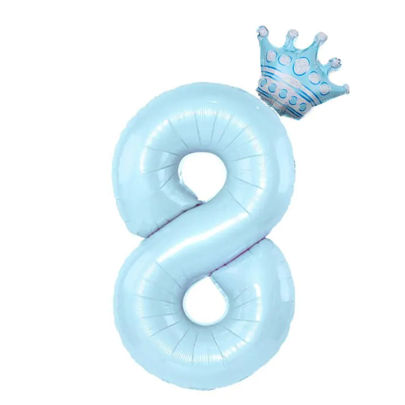 32inch Pastel Foil Number Balloon with Crown