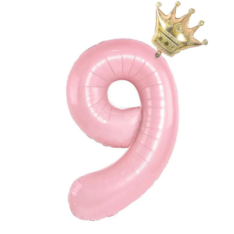 32inch Pastel Foil Number Balloon with Crown