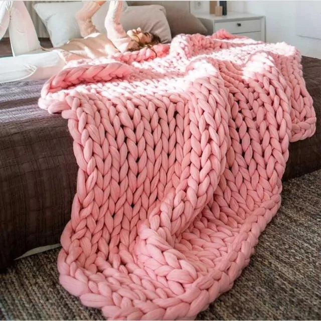 Chunky Knitted Wool Blanket