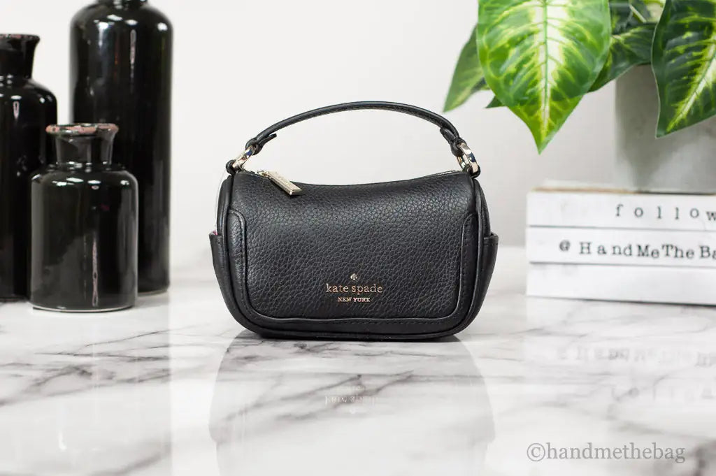 Kate Spade Smoosh Micro Black Leather Top Handle Crossbody