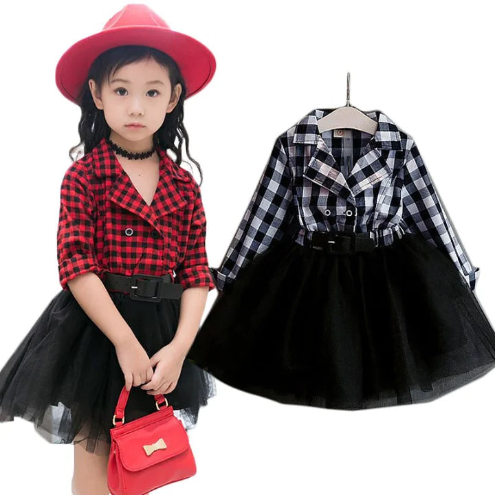 Kid Checked Lace Dress