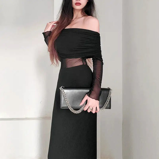 Elegant Off Shoulder Black Dress