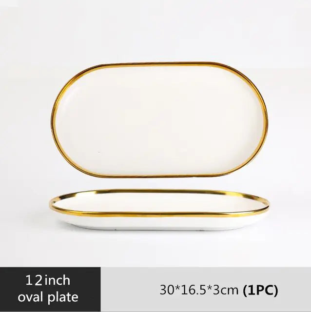 High-quality Matte Gilt Rim White Porcelain