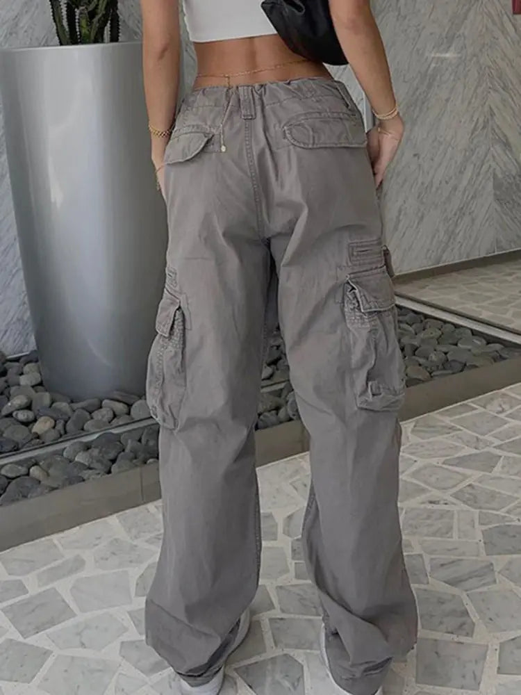 Streetwear Denim Cargo Pants Low Rise