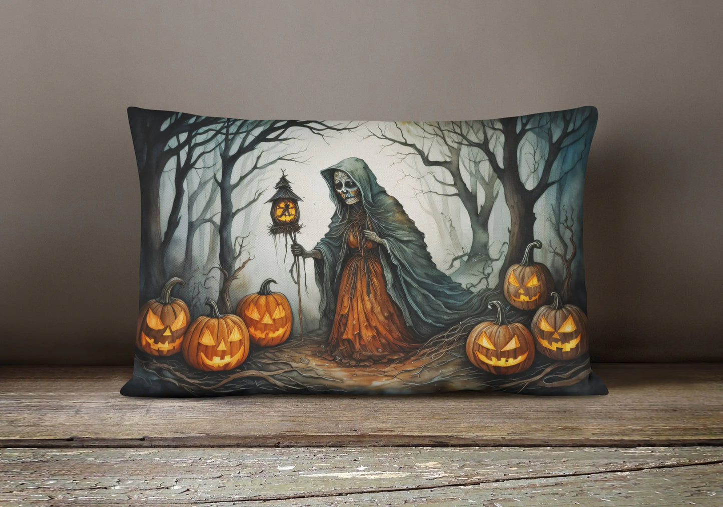 The Weeping Woman Spooky Halloween Throw Pillow